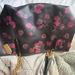 Coach Black and Pink Floral Shoulder Bag